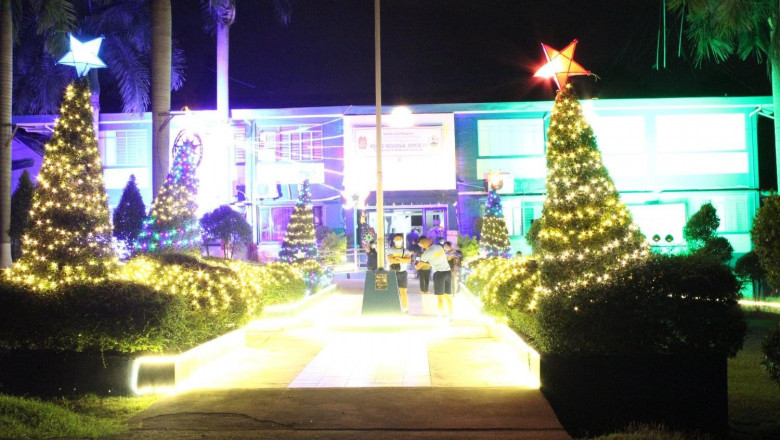 PRO 11 headquarters Christmas light-up.