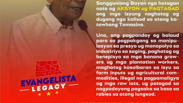 Evangelista, hinamon ang Sangguniang Bayan ng Santo Tomas na gumawa ng ordinansa para sa mga Tomasino