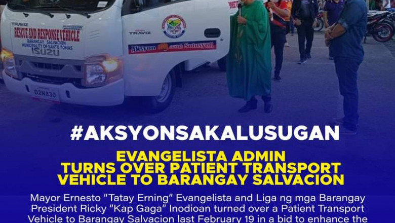 Santo Tomas LGU gives patient emergency vehicle to Barangay Salvacion
