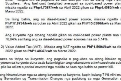 NORDECO, nagpahibalo sa bag-ong taripa ning bulan sa Abril