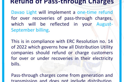 Davao Light customers to get refund of ‘pass-through charges’