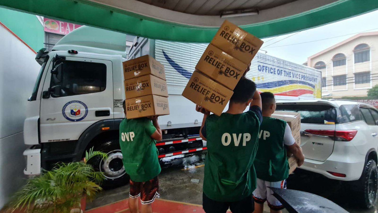 OVP prepositions relief packs for families affected by Typhoon Carina