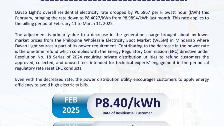 Davao Light Power Rate Now Down to P8.40/kWh