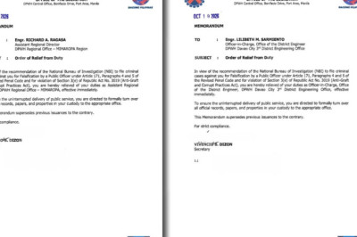 DPWH removes 4 officials from posts amid flood control project probe, extortion reports